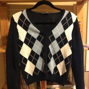 Navy Brandy Melville Argyle Cardigan